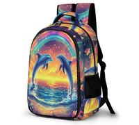 WECECE Zaino Scolastico Dolphin Print Ragazzi 11 Anni Zaino per Computer Sea Creature Alunni Classe 6-8 Borsa Scuola Resistente Comodo Gita Scolastica Viaggio School Bag