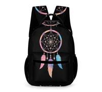 WECECE Zaino Scolastico Dreamcatcher per Bambini 11 Anni Zaino Scuola Colourful Feathers Classe 1-3 Bambine Elementare School Bag Libri Borraccia Ombrello Regalo Scuola