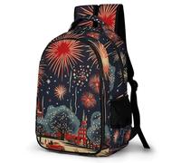 WECECE Zaino Scolastico Fireworks Classe 1-3 Ragazzo Ragazza Borsa Scolastica Clorful Floral 8 Anni Cartella Scolastica per Lezioni, Book Bag per Tempo Libero Escursione e Sport