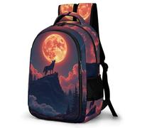 WECECE Zaino Scolastico Full Moon Wolf Ragazzi Classe 1-3 Borsa Scolastica Wolves Moon 8-11 Anni Ragazze Cartella Grande Capiente, School Bag per Rientro Gita e Tempo Libero