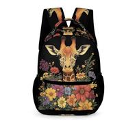 WECECE Zaino Scolastico Giraffe Flower Motif Classe 1-2 Bambini e Bambine Borsa Scuola Animal 6-10 Anni School Bag Spallacci Regolabili Libri Quaderni Borraccia Regalo Scuola