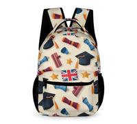 WECECE Zaino Scolastico Graduation Classe 3 Ragazzo Borsa Scolastica United Kingdom Flag Ragazza 6 Anni Bookbag Tasca Frontale Pratica Libri Piccoli Oggetti Regalo Scuola