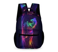 WECECE Zaino Scolastico Horse Design Ragazzo Ragazza 6-8 Anni Borsa Scolastica Animal Print Classe 1-3 Scuola Cartella Resistente 43x32x15 cm Viaggio Studio per Libri Quaderni