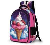 WECECE Zaino Scolastico Ice Cream Pattern Classe 1-3 Ragazzo Ragazza Borsa Scolastica Food Theme 8 Anni Cartella Scolastica per Lezioni, Book Bag per Tempo Libero Escursione e Sport