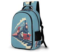 WECECE Zaino Scolastico Railway Train Classe 1-3 Ragazzo Ragazza Borsa Scolastica Train 8 Anni Cartella Scolastica per Lezioni, Book Bag per Tempo Libero Escursione e Sport