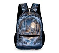 WECECE Zaino Scolastico Wolf Ragazzo Ragazza 8-12 Anni Zaino Scolastico Animal Wolves Classe 3-5 e Media 1-2 Scuola Zainetto Resistente 43x32x15 cm per Scuola e Gite per Libri Quaderni