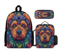 WECECE Zaino Scottish Terrier Media Ragazzi 3 Pezzi con Borsa Termica Astucci Matite Leggero Traspirante Zaini Scuola Dog Print Ragazze per Scuola Elementare Medie Mochilas Escolar per Esterni