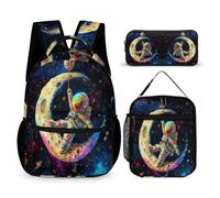 WECECE Zaino Scuola Astronaut Ragazzi con Borsa Termica e Astuccio, Set Zaini Spaceman Bambini 8-15 Anni per Elementare Media, Capiente per Libri Quaderni e Accessori Scolastici