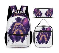 WECECE Zaino Scuola Astronaut Studenti con Portapranzo e Astuccio, Set Zaini Spaceman Ragazze 8-15 Anni per Scuola Media e Back to School