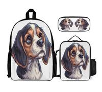 WECECE Zaino Scuola Barking Hound Bambina per Classe 1-3 con Borsa Termica e Astuccio, Set Zaini Dog Print Ragazzo per Scuola Primaria 6-10 Anni
