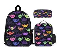 WECECE Zaino Scuola Bat Flying Squirrel Ragazzi con Borsa Termica e Astuccio, Set Zaini Bambini 8-15 Anni per Elementare Media, Capiente per Libri Quaderni e Accessori Scolastici