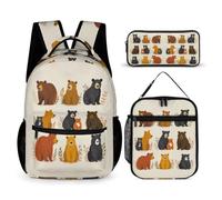 WECECE Zaino Scuola Bear Bambina con Borsa Termica e Astuccio, Borsa Scolastica Animal Pattern Ragazzo 7-13 Anni per Lezioni Tempo Libero, Spallacci Regolabili e Tasche Laterali