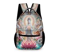 WECECE Zaino Scuola Buddha Lotus Ragazzi Ragazze 7-11 Anni Zaino per Computer Buddhism Classe 2-5 e Media 1 Studenti Cartella Scolastica Impermeabile 43x32x15 cm Attività Outdoor