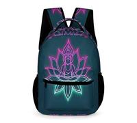 WECECE Zaino Scuola Buddha Lotus Ragazzi Ragazze 7-11 Anni Zaino per Computer Buddhism Classe 2-5 e Media 1 Studenti Cartella Scolastica Impermeabile 43x32x15 cm Attività Outdoor