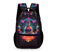 WECECE Zaino Scuola Buddha Lotus Ragazzi Ragazze 7-11 Anni Zaino per Computer Buddhism Classe 2-5 e Media 1 Studenti Cartella Scolastica Impermeabile 43x32x15 cm Attività Outdoor