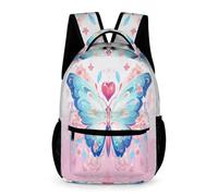 WECECE Zaino Scuola Butterfly Bambini Bambine 7-11 Anni Zaino per Computer Pink Butterfly Classe 2-5 e Media 1 Studenti Cartella Scolastica Uso Diario 43x32x15 cm Scuola e Gite