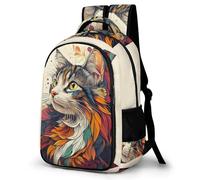 WECECE Zaino Scuola Cat Motif Bambina 8-12 Anni Zaino Scolastico Kitten Pattern Bambini Elementare Cartella Primaria Uso Quotidiano Motivo Porta del Frigorifero, Backpack Outdoor