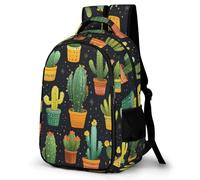 WECECE Zaino Scuola Cute Cactus Bambina 8-12 Anni Zaino Scolastico Plants Theme Bambini Elementare Cartella Primaria Uso Quotidiano Motivo Porta del Frigorifero, Backpack Outdoor