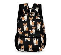 WECECE Zaino Scuola Cute Corgi Dog Bambini e Bambine 8 Anni Zaino Scolastico Animal Puppy Pattern Classe 5 Daypack Libri Quaderni Borraccia Ritorno a Scuola