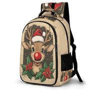 WECECE Zaino Scuola Cute Deer Studenti 9 Anni Zaino per Computer Christmas Theme Bambina Classe 4-6 Cartella Scolastica Resistente Impermeabile Ritorno a Scuola Daypack