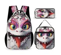 WECECE Zaino Scuola Dinosaur Bambino con Sacchetto per Pranzo e Astuccio, Set Zaini Animal Pattern Bambina Classe 1-3 per Primaria e Regalo Back to School