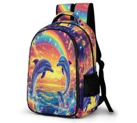 WECECE Zaino Scuola Dolphin Illustration Ragazzi 13 Anni Zaino Scolastico Sea Creature Studenti Classe 8-10 Borsa Scolastica Impermeabile Durable Regalo Compleanno Bookbag