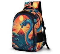 WECECE Zaino Scuola Dragon Pattern Classe 1-3 Media per Bambina Borsa Scuola Chinese Style Bambino 11-15 Anni Cartella Leggera Capiente, School Backpack per Rientro Gita e Tempo Libero