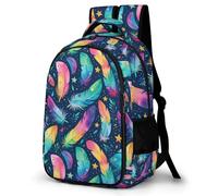 WECECE Zaino Scuola Feather Pattern Adolescenti Bambino Borsa Scuola Feather Design 14 Anni Bambina Cartella Scolastica per Lezioni Capiente, Book Bag per Lezioni Sport e Tempo Libero