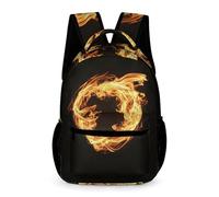 WECECE Zaino Scuola Fire Motif Bambini Bambine 7-11 Anni Zaino per Computer Flames Design Classe 2-5 e Media 1 Studenti Cartella Scolastica Uso Diario 43x32x15 cm Scuola e Gite