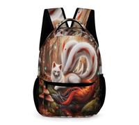 WECECE Zaino Scuola Fox Printed Bambini Bambine 6-9 Anni Zaino Scolastico Animal Fox Classe 1-4 Studenti Zainetto Uso Diario 43x32x15 cm per Regalo Scolastico per Libri Quaderni