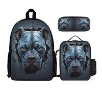 WECECE Zaino Scuola French Bulldog Ragazza Elementare con Sacchetto per Pranzo e Astuccio, Set Zaini Dog Animal Bambini 6-11 Anni, Capiente e Resistente