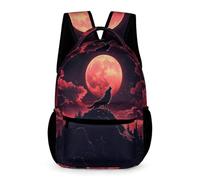 WECECE Zaino Scuola Full Moon Wolf Bambina Bambino 6-9 Anni Zaino per Computer Wolves Moon Classe 1-4 Studenti Cartella Scolastica Formato Grande 43x32x15 cm Libri Quaderni
