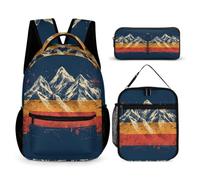 WECECE Zaino Scuola German Flag Style Bambina con Borsa Termica e Astuccio, Borsa Scolastica Ragazzo 7-13 Anni per Lezioni Tempo Libero, Spallacci Regolabili e Tasche Laterali