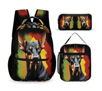 WECECE Zaino Scuola German Shepherd Dog Bambina 3 Pezzi con Borsa Termica e Astuccio, Set Zaini Dog Animal Ragazzo per Primaria 6-10 Anni, Uso Quotidiano
