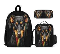 WECECE Zaino Scuola German Shepherd Dog Bambini Classe 2-5 con Borsa Termica e Astuccio, Set di Zaino Dog Animal Ragazza per Primaria 8-13 Anni, Capiente per Libri Quaderni e Accessori