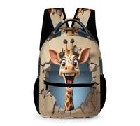 WECECE Zaino Scuola Giraffe 3D Print Infanzia Elementare 9-13 Anni Zaino Scolastico Animal Classe 2 Bambina Backpack Bambino Leggero Resistente Libri Quaderni Borraccia Regalo Scuola