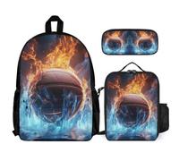 WECECE Zaino Scuola Ice and Fire Basketball Studenti con Borsa Termica e Astuccio, Borsa Scuola Basketball Bambina 6-12 Anni per Tempo Libero, Capiente per Libri Quaderni e Accessori Scolastici