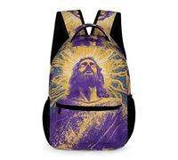 WECECE Zaino Scuola Jesus Christian Bambini Bambine 8-12 Anni Zaino per Computer Jesus Classe 3-5 e Media 1-2 Studenti Cartella Scolastica Uso Diario 43x32x15 cm Rientro a Scuola