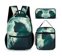WECECE Zaino Scuola Kitten Ragazza Elementare con Sacchetto per Pranzo e Astuccio, Set Zaini Cat Bambini 6-11 Anni, Leggero e Resistente