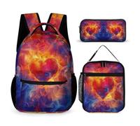 WECECE Zaino Scuola Love Heart Bambina con Borsa Termica e Astuccio, Borsa Scolastica Colourful Ragazzo 7-13 Anni per Lezioni Tempo Libero, Spallacci Regolabili e Tasche Laterali