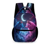 WECECE Zaino Scuola Moon Wolf Bambini Bambine 8-12 Anni Zaino per Computer Wolves Moon Classe 3-5 e Media 1-2 Studenti Cartella Scolastica Uso Diario 43x32x15 cm Rientro a Scuola