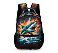 WECECE Zaino Scuola Shark Pattern Bambini Bambine 7-10 Anni Zaino Scolastico Marine Life Classe 2-5 Studenti Zainetto Uso Diario 43x32x15 cm per Libri Quaderni Uso Giornaliero