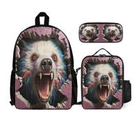 WECECE Zaino Scuola Sloth Ragazzi per Classe 1-3 con Portapranzo e Astuccio, Set di Zaino Animal Crackle Print Bambina 6-10 Anni per Primaria, Capiente Libri Quaderni e Accessori