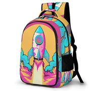 WECECE Zaino Scuola Space Ship Ragazzi Classe 2-4 Borsa Scuola Space Rocket 9 Anni Ragazze Cartella Leggera Capiente Capiente, School Backpack per Lezioni Viaggio e Tempo Libero