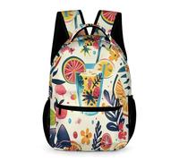 WECECE Zaino Scuola Summer Tropical Theme Bambini 8 Anni Zaino per Computer Fruits Classe 3 Bambine Cartella Scolastica Leggero Resistente 43x32x15 cm Regalo di Compleanno