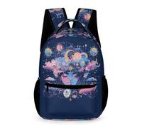 WECECE Zaino Scuola Sun And Moon Bambina Bambino 10-13 Anni Zaino per Computer Blue Classe 5 e Media 1-3 Studenti Cartella Scolastica Formato Grande 43x32x15 cm Viaggio Tempo Libero