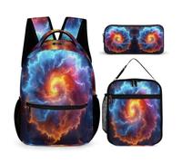 WECECE Zaino Scuola Thunder and Lightning Cloud Studenti con Borsa Termica e Astuccio, Set Zaini Ragazza 6-12 Anni per Elementare e Tempo Libero