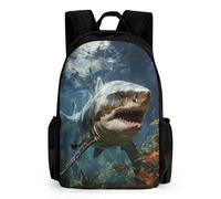 WECECE Zaino Shark Scuola Media Superiore Ragazzo Ragazzi, Zaini Sea Life Scuola Elementare Bambini, Zainetto Casual, Buono Per La Scuola E Il Viaggio, 7 8 9 10 11 12 13 14 15 Anni