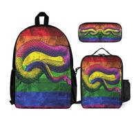 WECECE Zaino Snake Bambina Scuola Elementare con Sacchetto Pranzo e Astuccio, Borsa Scuola Snake Ragazzi 6-12 Anni