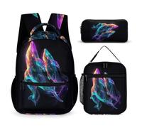 WECECE Zaino Whale Bambino per Classe 2-5 con Borsa Termica e Astuccio, Zaino Scuola Sea Life Studenti 8-13 Anni per Lezioni